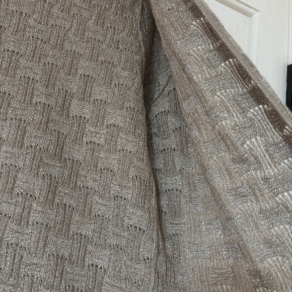 Chicos Travelers Size 1 Cardigan Open Front Metallic Basketweave Chicos Medium - Picture 6 of 14